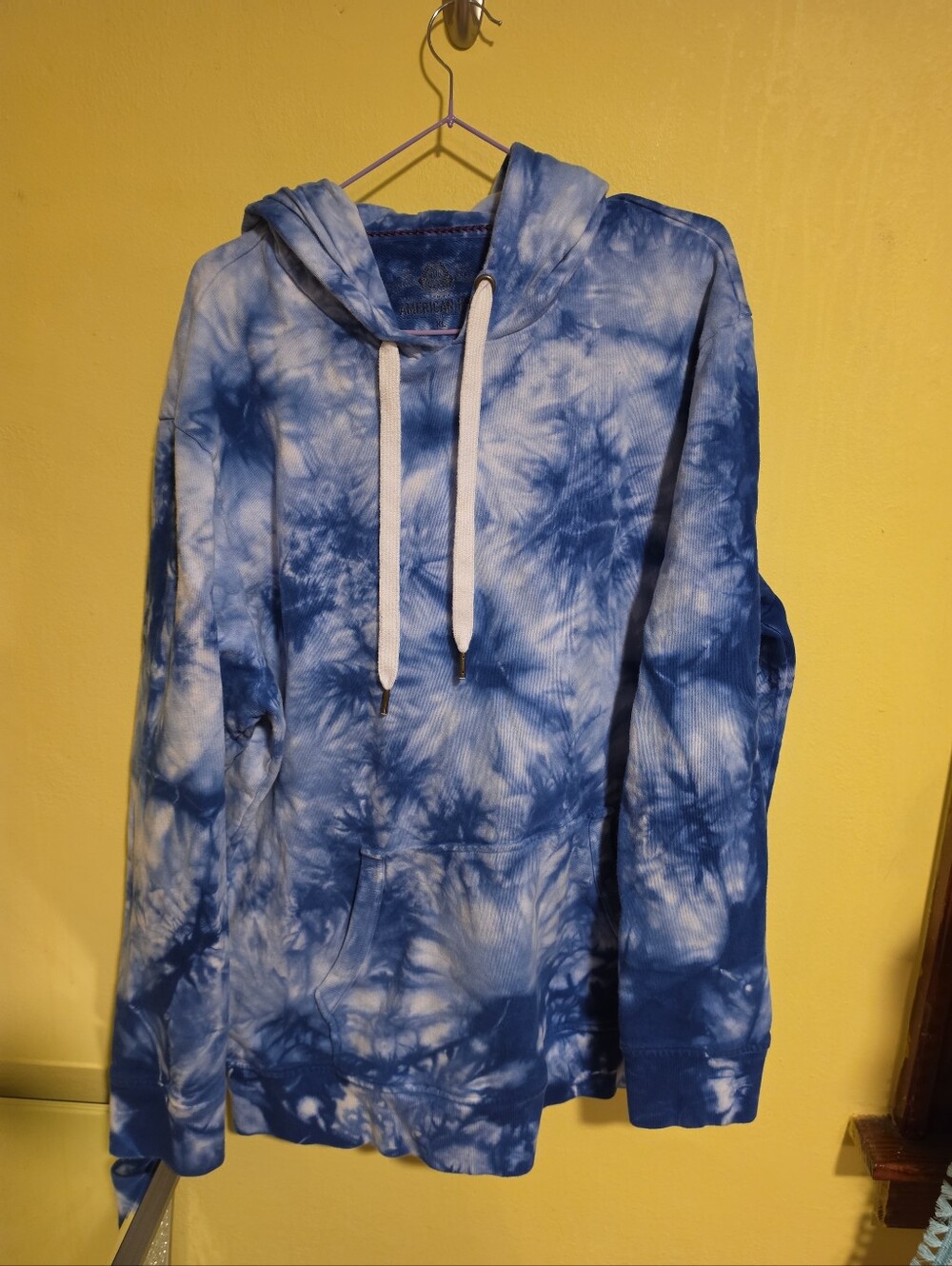 American Rag Cie Men's Size XL Blue White Tye-Die Hoodie Sweatshirt 100% Cotton